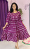 Purple Handblock Printed Maxi Dress