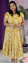 Mustard Yellow Ikat Flared Dress