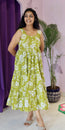 Green Floral Sleeveless Maxi Dress