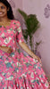 Pink Floral Tiered Midi Dress