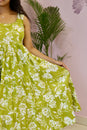 Green Floral Sleeveless Maxi Dress