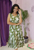 Green Tropical Leaf Print Sleeveless Midi Dress