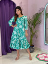 Sea Green Floral Ruffle Midi Dress