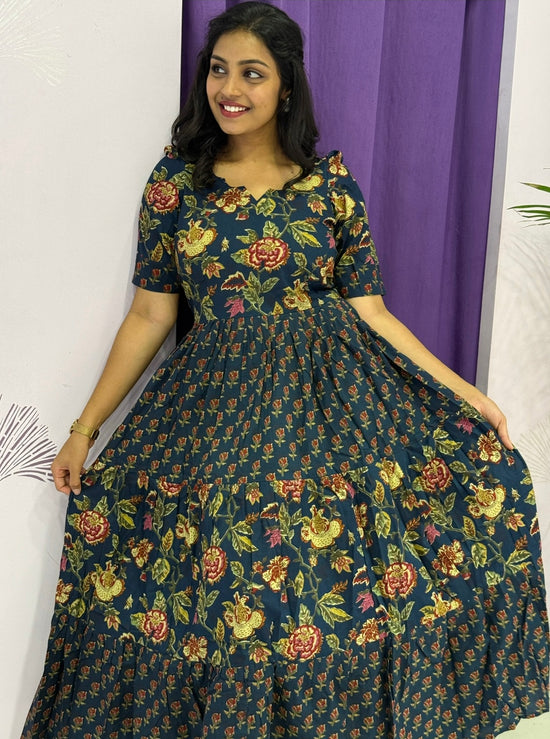 Red Floral Tiered V-Neck Maxi Dress