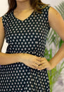 Black Petal Sleeveless Cotton Dress