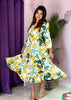 Tropical Bloom Yellow & Green Midi Dress