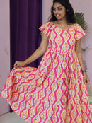 Flared Ikat Print Maxi Dress