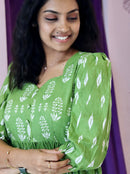 Green Handblock Printed Dress
