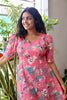 Pink Floral Tiered Midi Dress