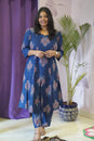 Indigo Blue Floral Print Kurta Set