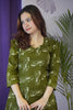 Petal Neck Olive Green Kurta Set