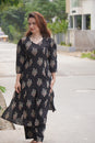 Black Petal Kurta Set