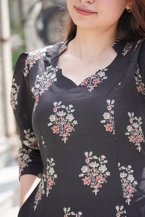 Black Petal Kurta Set