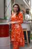Orange Floral Print Kurta Set