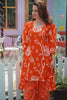 Orange Floral Print Kurta Set