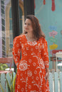 Orange Floral Print Kurta Set