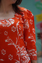 Orange Floral Print Kurta Set