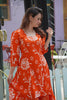 Orange Floral Print Kurta Set