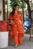 Orange Floral Print Kurta Set