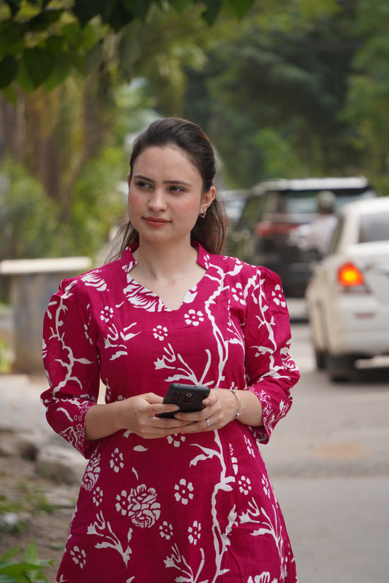 V-Neck Floral Kurta