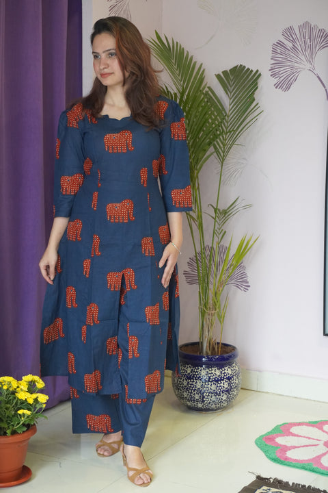 Blue Elephant print Dress