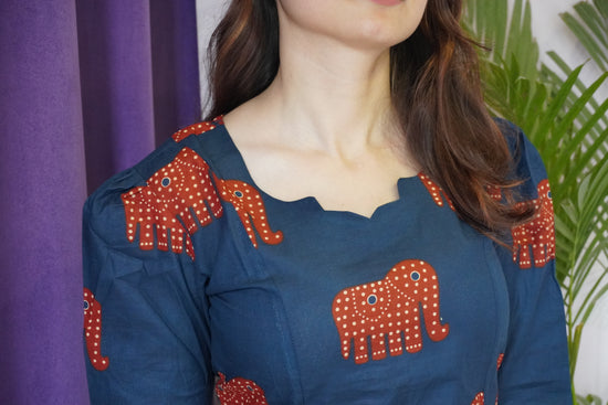 Blue Elephant print Dress