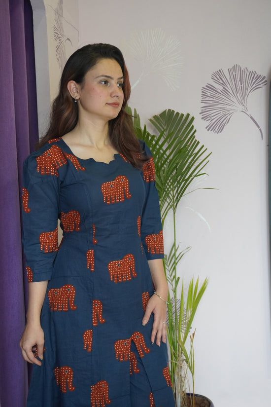 Blue Elephant print Dress