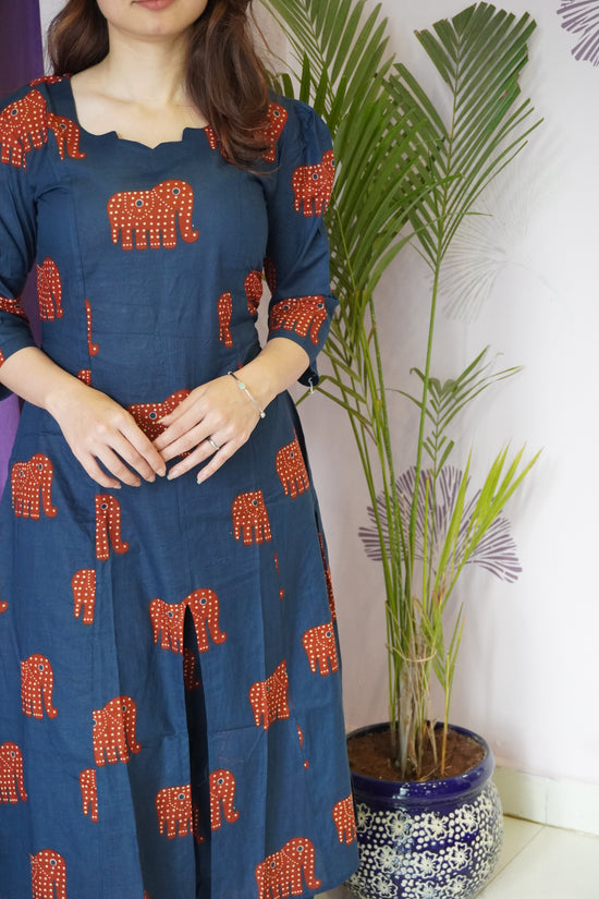 Blue Elephant print Dress