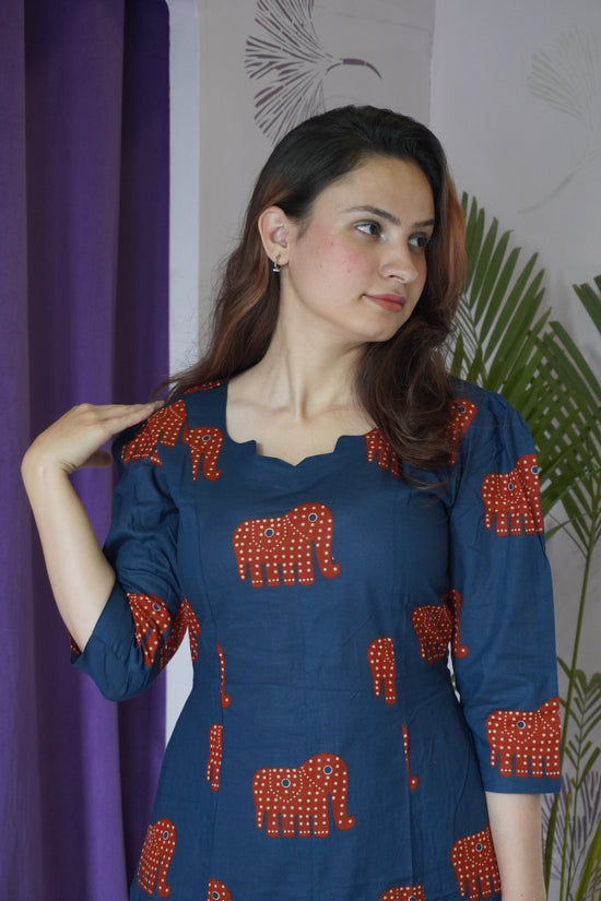 Blue Elephant print Dress