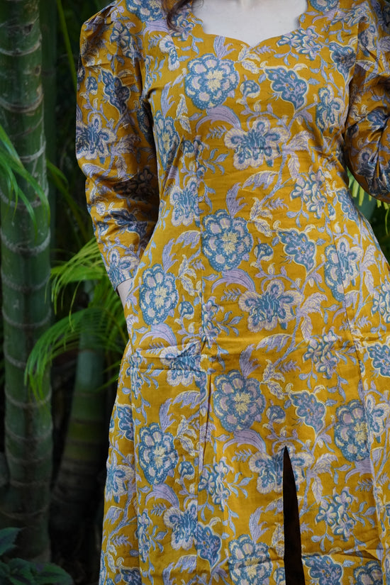 Golden Flora Slit Kurta Set