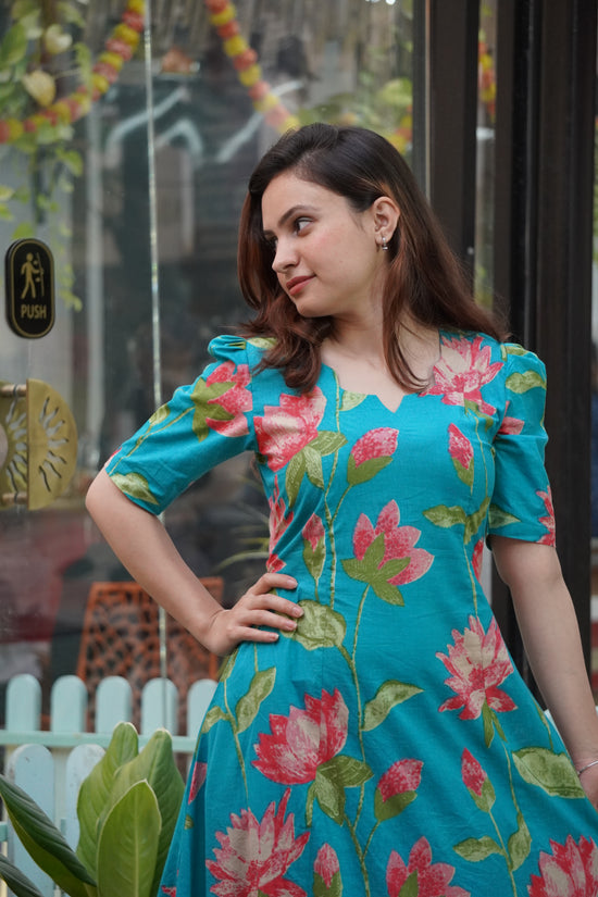 Lotus Bloom A-Line Dress