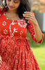 Crimson Bloom Scallop Cotton Dress