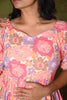 Pink Floral Tiered Puff- Sleeve Maxi Dress