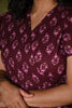 Maroon Wrap Dress with Pink Floral Print