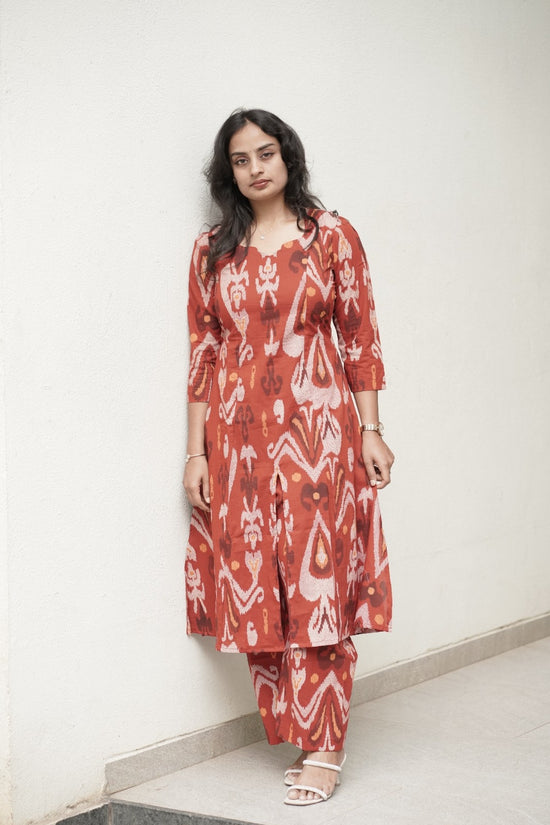 Rust Red Printed Kurta Set
