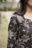 Midnight Blossom Scallop Neck Cotton Kurta Set