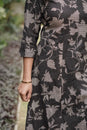 Midnight Blossom Scallop Neck Cotton Kurta Set