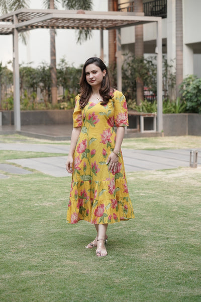 Sunflower Bloom Midi Dress