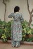 Turquoise Aqua Floral Print Kurta Set
