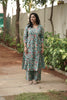 Turquoise Aqua Floral Print Kurta Set
