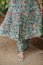 Turquoise Aqua Floral Print Kurta Set