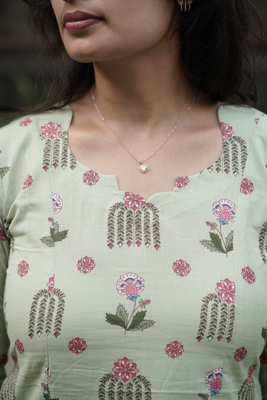 Mint Green Floral Kurta Set