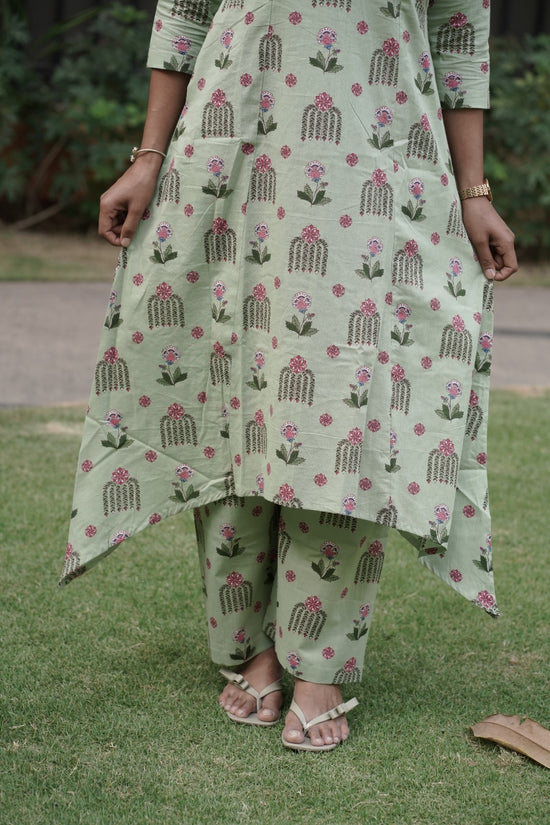 Mint Green Floral Kurta Set