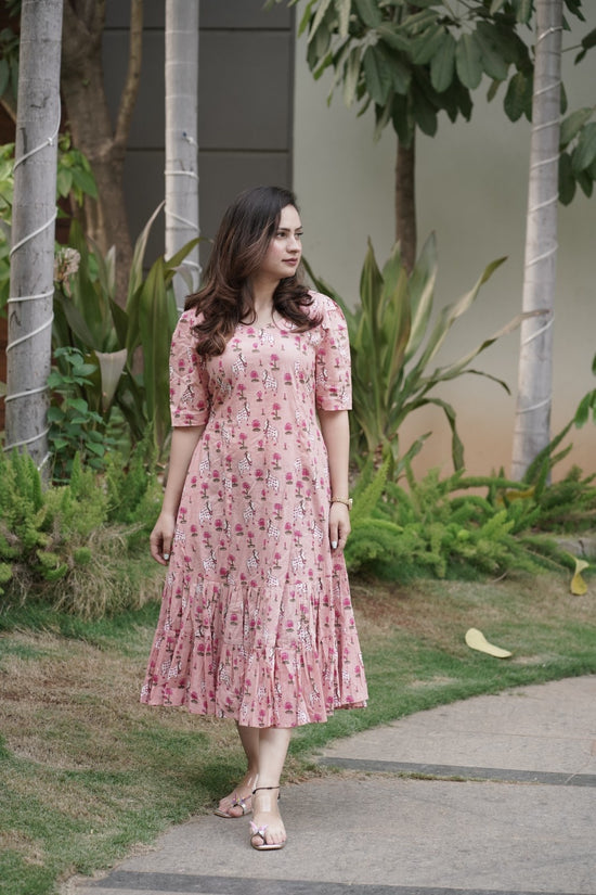 Vintage Floral Pink Dress