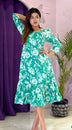 Sea Green Floral Ruffle Midi Dress