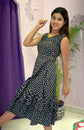 Black Petal Sleeveless Cotton Dress