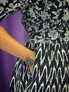 Women's Black & White V neck Maxi Dress